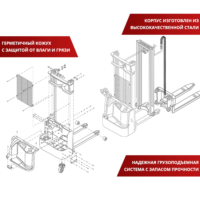 Фото 46 - Самоходный Штабелер AX-3012 OXLIFT 3 м 1200 кг.